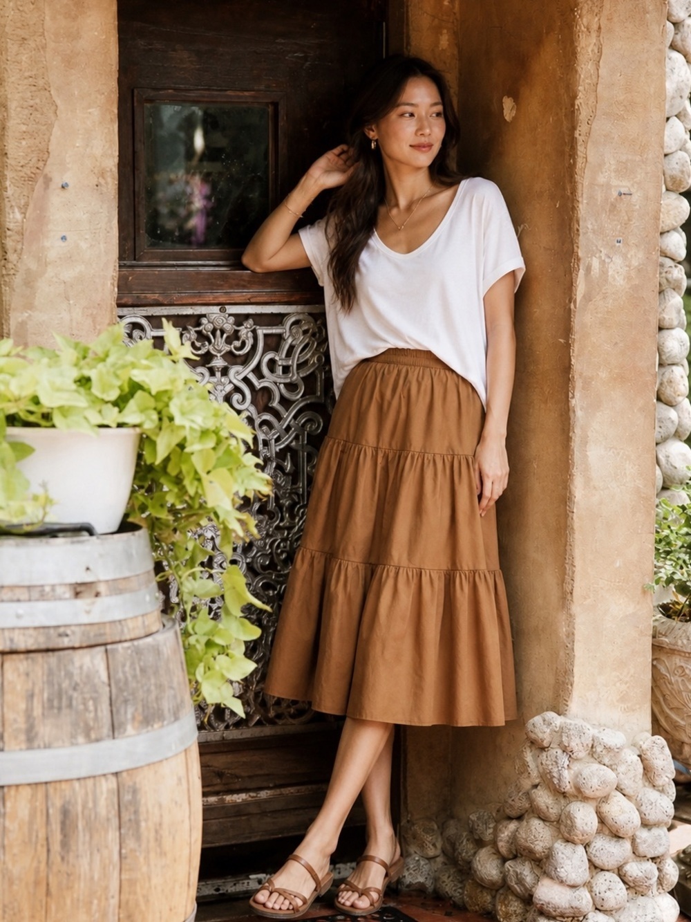 Baum Und Pferdgarten Brown Organic Cotton
Tiered Midi Skirt S